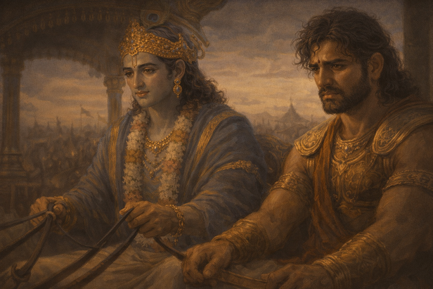 Krishna on Arjuna's chariot