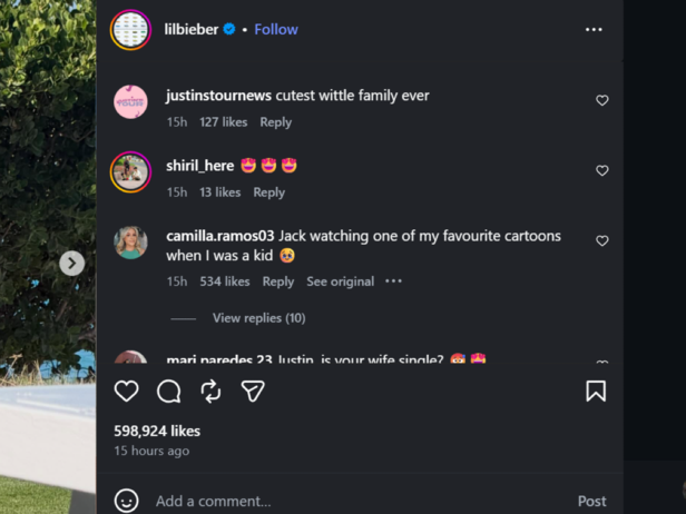 Netizens react to Justin’s sweet family post