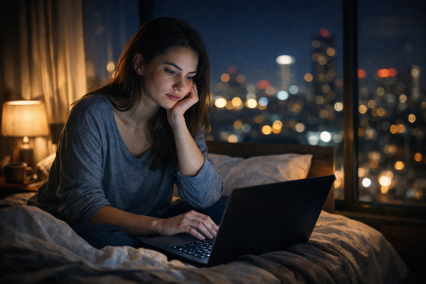 Woman working on laptop