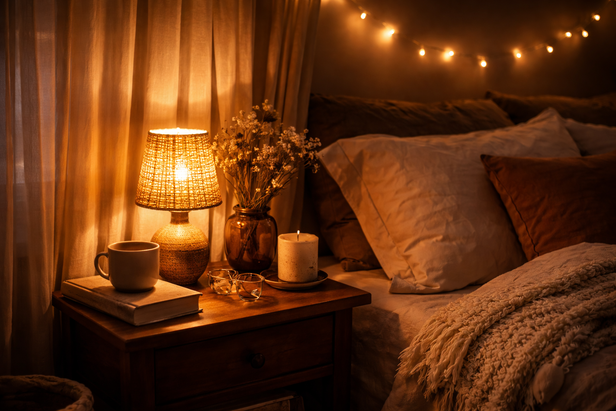 Warm lighting in room