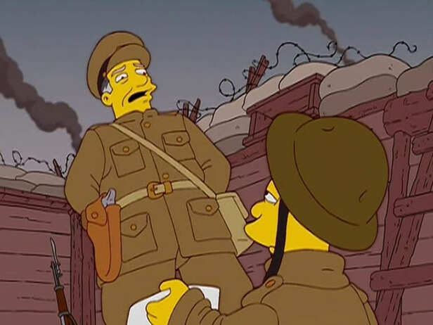 Fox | In a 1987 short, Homer is convinced WW3 has started and tells the family to hide in a bomb shelter in the garden.