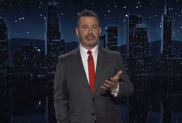 Jimmy Kimmel on stage during his late-night monologue