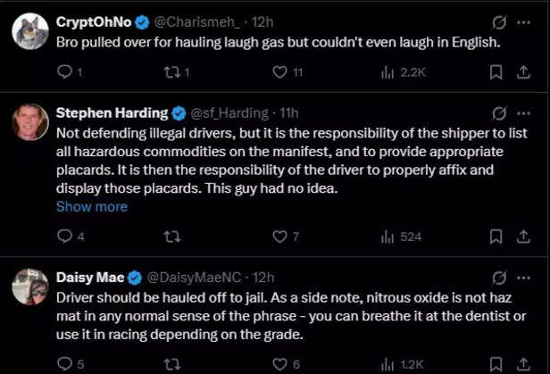X | @libsoftiktok | Unsafe Nitrous Oxide Transport Sparks Social Media Fury
