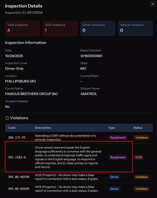 X | @maybedanielleee | Driver Fails English Test While Transporting ‘Puff Gas’