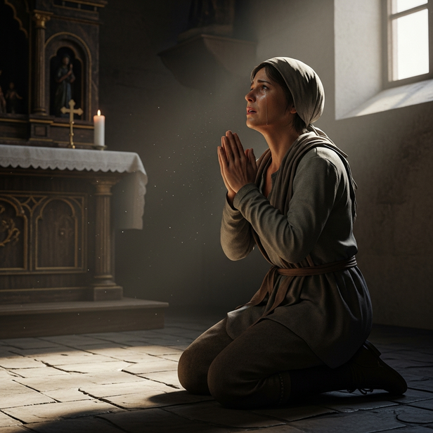 Devotee Praying for Relief