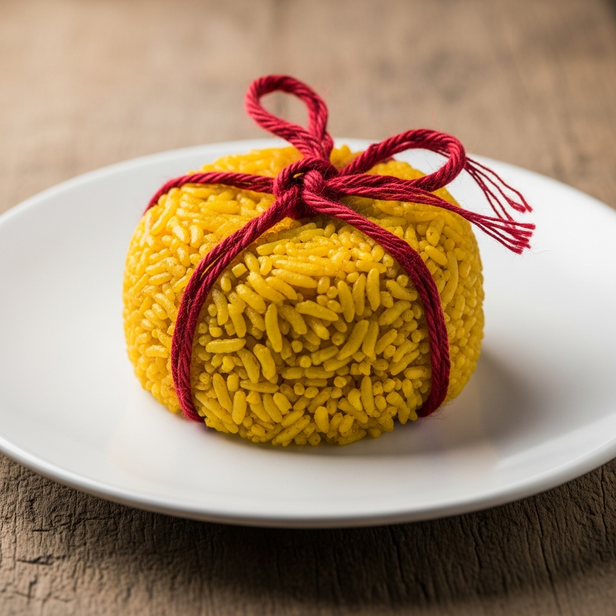 Turmeric Rice Tied in Red Thread