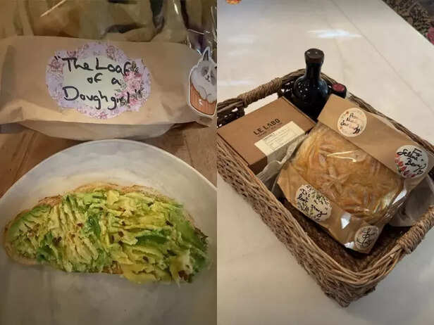 Sourdough loaves gifted to Jimmy Fallon (L) and Selena Gomez-Benny Blanco (R) by Taylor Swift