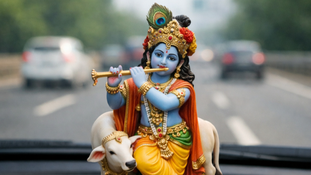 Pray to Lord Krishna Before Starting the Journey (Image Credit: AI)
