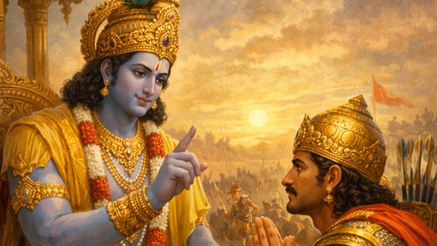 Lord Krishna and Arjuna (Image Credit: AI)