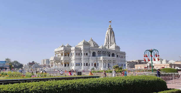 Prem Mandir Made Up of White Marbles