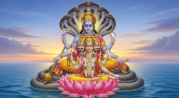 Brahma Emerging from Vishnu