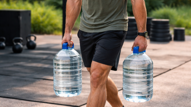 Farmer's Walk Using Water Jugs (Image Credit: AI)
