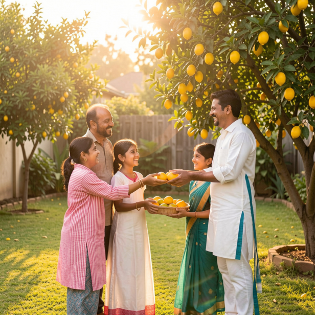 Freepik| Neighbour hands lemons to family in sunny garden