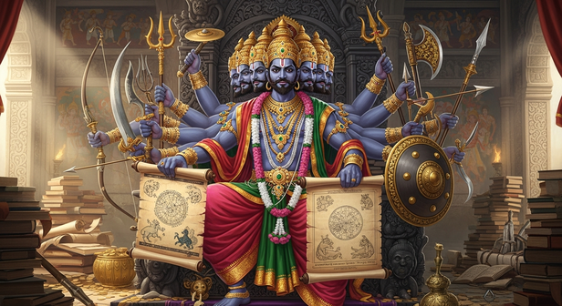Ravana with Scrolls and Weapons