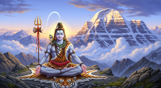 Meditating Shiva on Mount Kailash