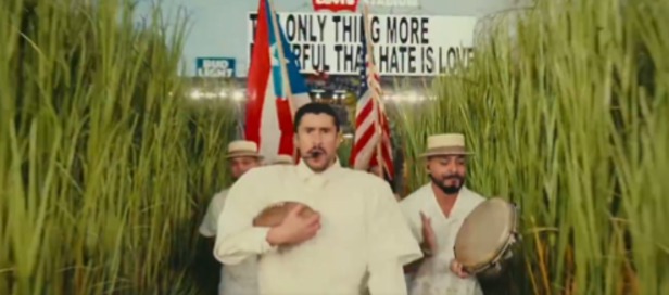 X| Bad Bunny on stage during the Super Bowl LX halftime show.