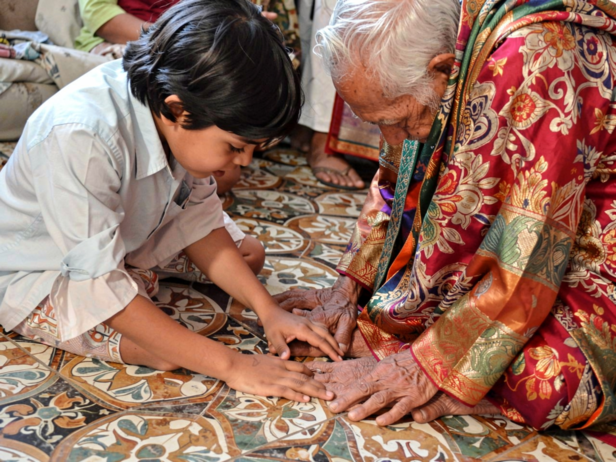 touching elders feet