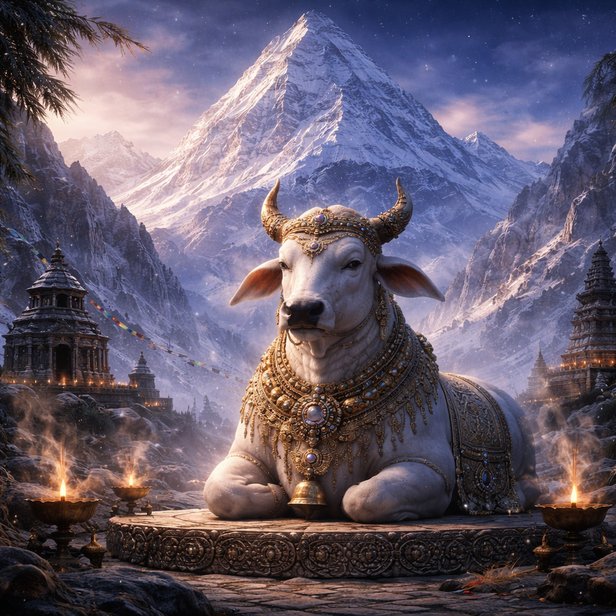 Nandi in Deep Stillness at Kailasa