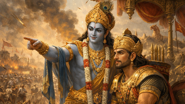 Lord Krishna With Arjuna (Image Credit: AI)