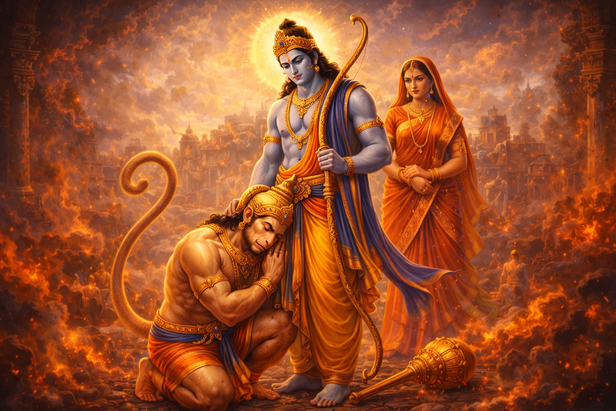 Hanuman Bowing Before Lord Ram