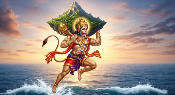 Hanuman Leaping Across the Ocean
