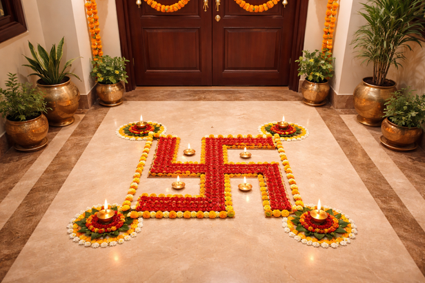 Swastika symbol representing prosperity.