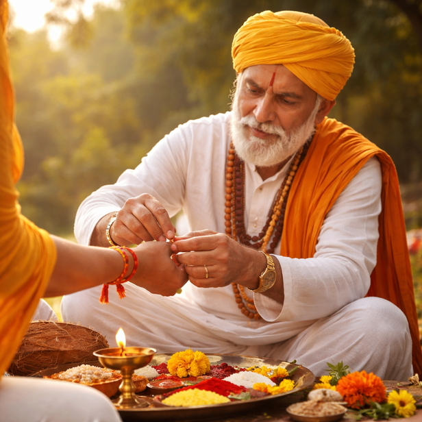 Priest Performing Kalava Ritual