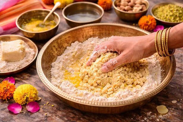 ​Preparing Gujiya Dough