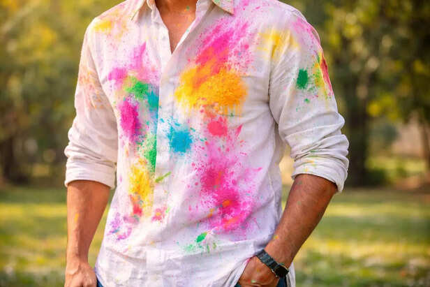 ​White Outfit Highlighted with Holi Colors