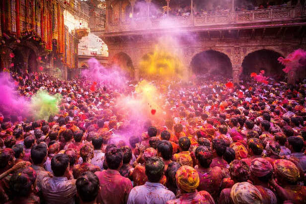 ​Grand Holi Celebration at Dwarkadhish Temple, Mathura
