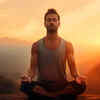 Portrait of a person practicing meditation outdoors