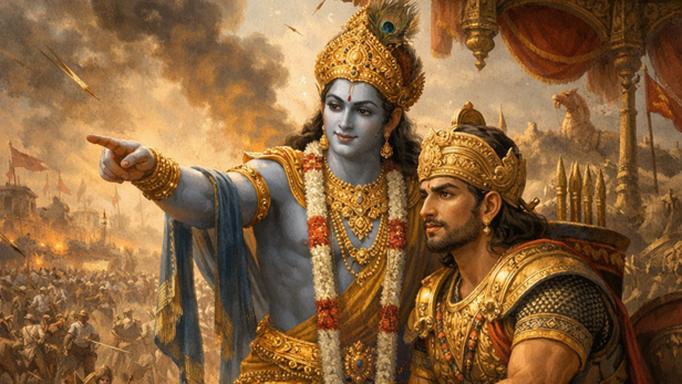 Lord Krishna With Arjuna (Image Credit: AI)