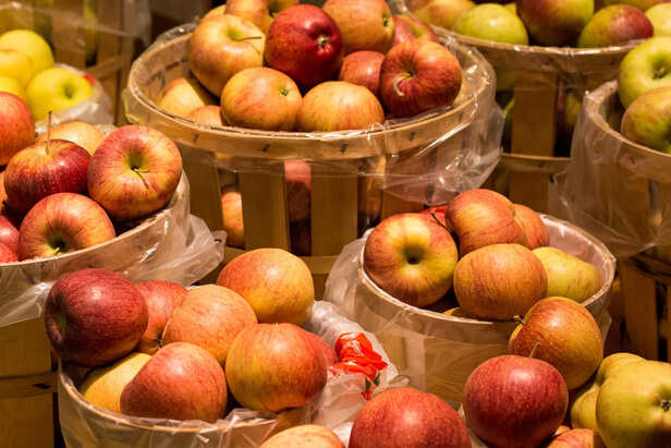 Shiny Wax-Coated Apples In Market