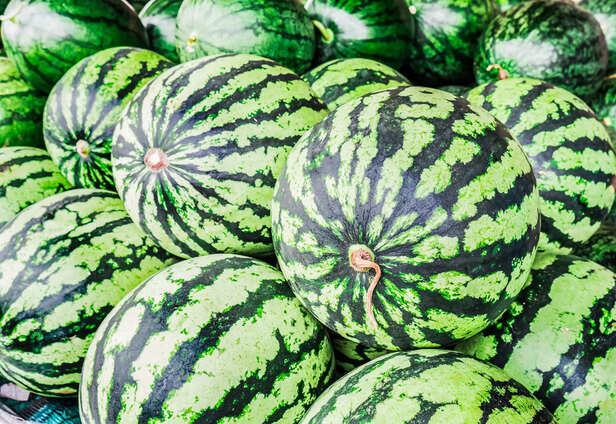 Large Watermelons In Fruit Market