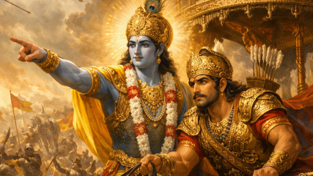 Lord Krishna With Arjuna (Image Credit: AI)