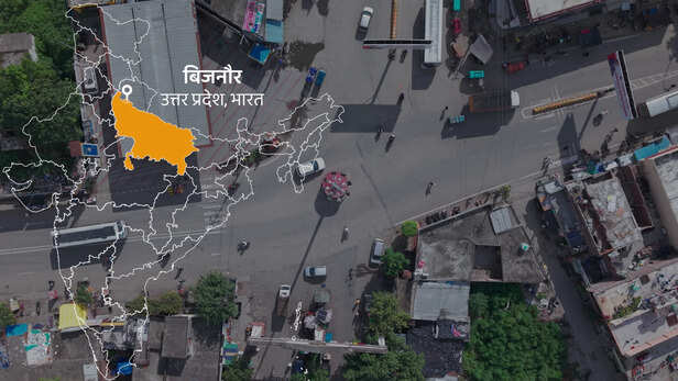 उत्तर-भारत में बिजनौर का मैप