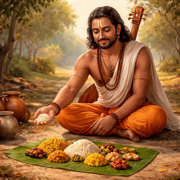 Kanakadasa offering food on the ground