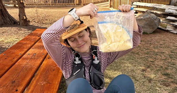 Libby Cope/Instagram | The constant impact from uneven trails helps speed up the process, while moderate temperatures keep the cream from staying too liquid or freezing.