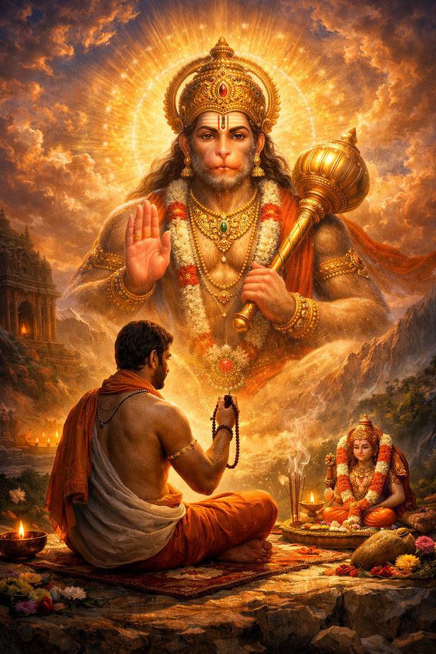 ​Devotee Praying to Hanuman