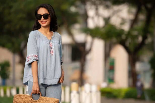 Person wearing light cotton summer clothing