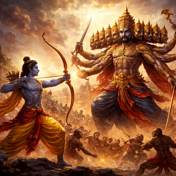 Rama Confronting Ravana