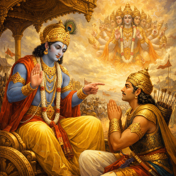 Krishna Teaching Arjuna