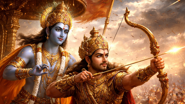 Lord Krishna With Arjuna (Image Credit: AI)
