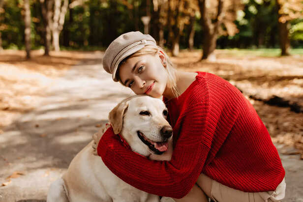 woman and dog