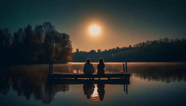 Person sitting alone in evening silence