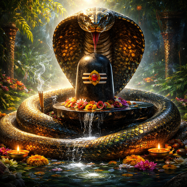 ​Cobra Around Shiva Lingam