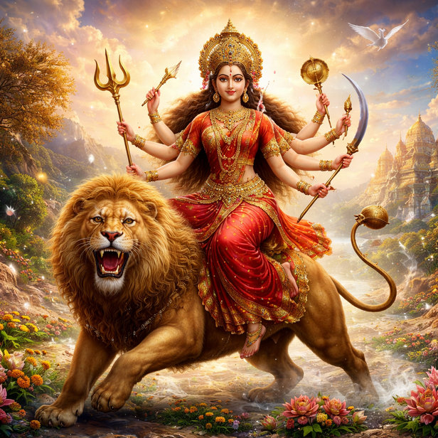 ​Goddess Durga Riding a Lion