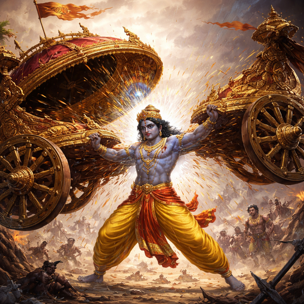 Krishna Holding the Chariot Together
