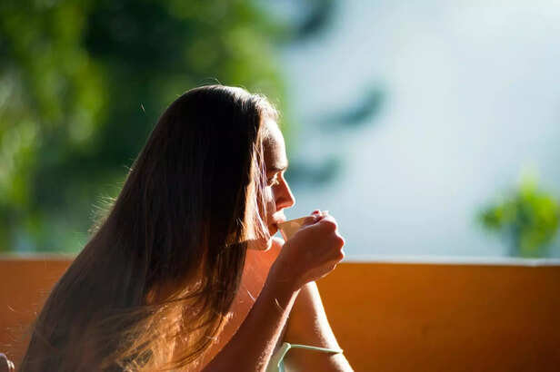 Person following a peaceful morning routine