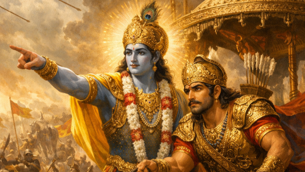 Lord Krishna With Arjuna (Image Credit: AI)
